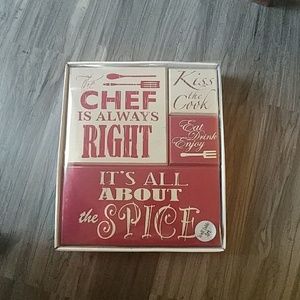 2/8Chef kitchen wall table wooden block art new 🌈